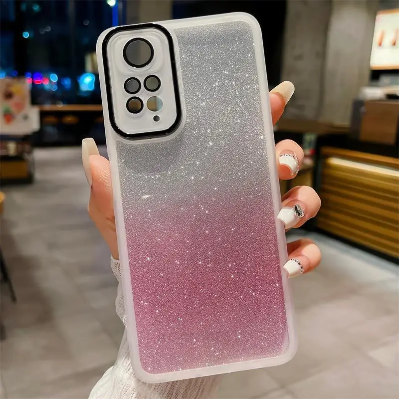 Luxury Glitter Silicone Phone Case with Lens Glass Protection