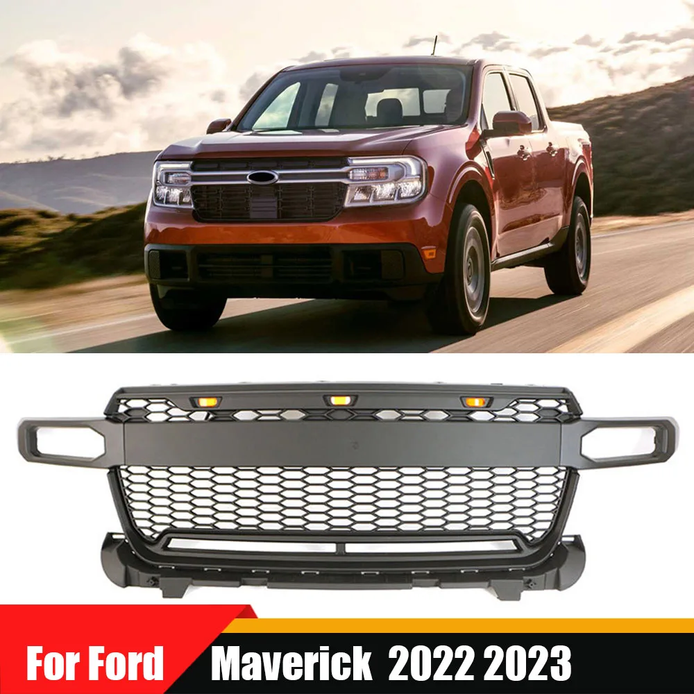 

4x4 Off Road Auto Exterior Parts ABS Car Front Grille With Light Bar Fit Upper Grille Racing Grill For Ford Maverick 2022 2023