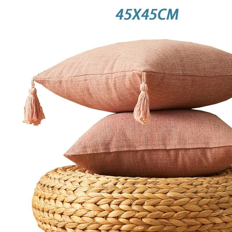 

Tassels Pillowcase 45X45CM Home Office Hotel Sofa Pink Yellow Decoration Throw Pillow Cover