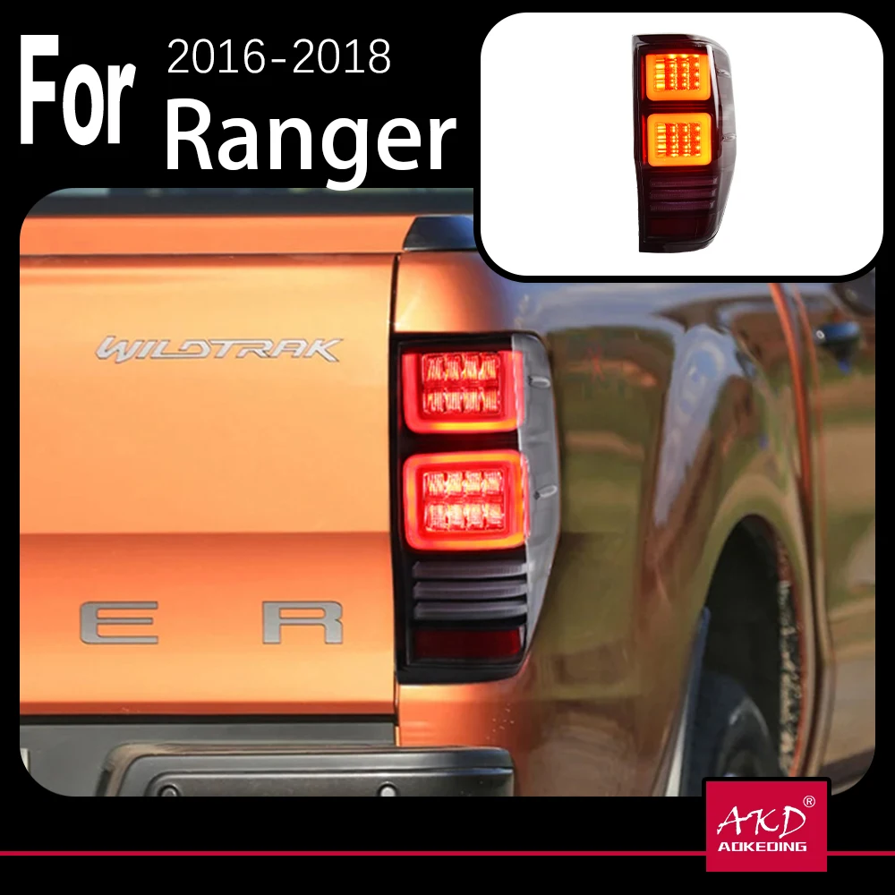 

AKD Car Model for Ford Ranger LED Tail Light 2012-2018 F-100 Tail Lamp Tail Lights Dynamic DRL Brake Reverse auto Accessories