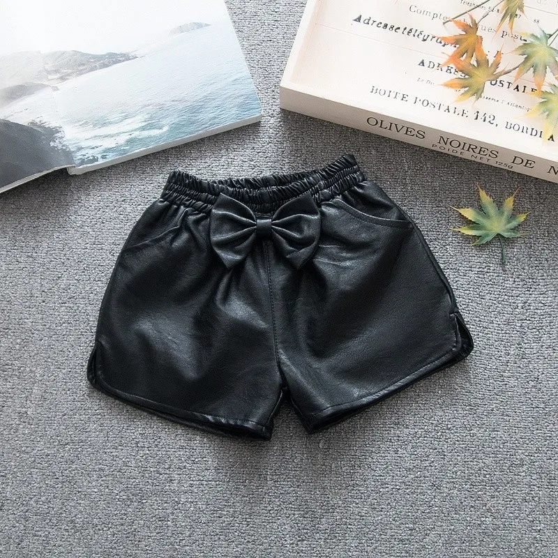 Girls Spring Summer Autumn Pu Leather Shorts Three Designs
