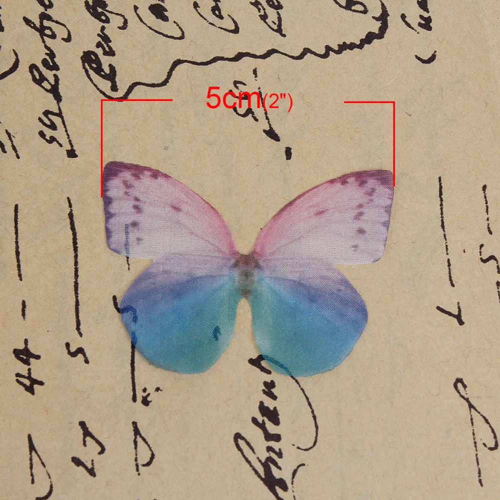 5PCs Colorful Blue Purple Organza Ethereal Butterfly For DIY craft earring bracelet Jewelry Making Clothing Accessory Decor 5cm