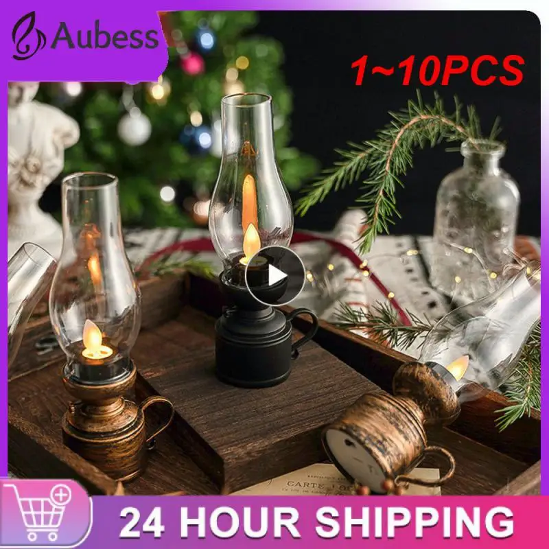 

1~10PCS Electronic Candle Light Kerosene Lamp Creative Nostalgia Waterdrop Wick Warm Light Safe Shooting Props High Brightness