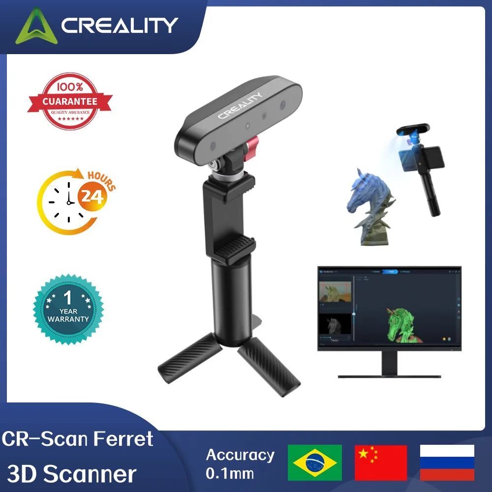 3D Scanner Creality CR-Scan Ferret 0.1mm Accuracy Handheld 3D Model Scan Machine 30 FPS Scanning Speed Dual Mode Full Color