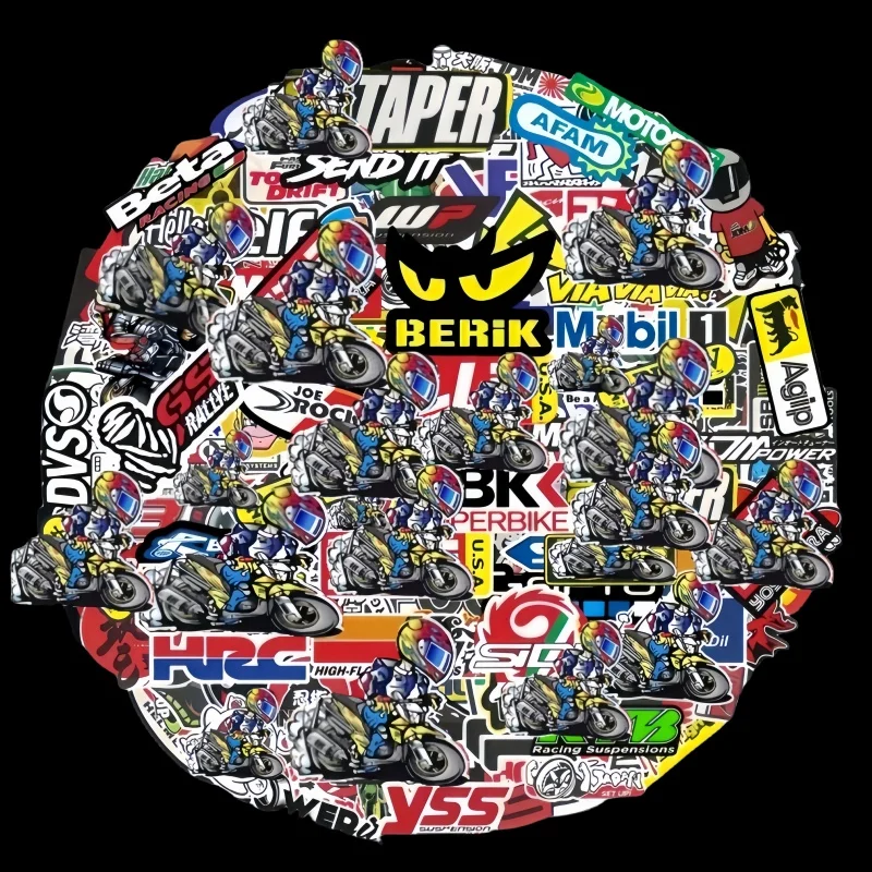 40/80/120pcs Random Motorcycle Ornamental Stickers Decals Bike Helmet Tank Racing Sponsor Logo Kawasaki Honda Yamaha BMW