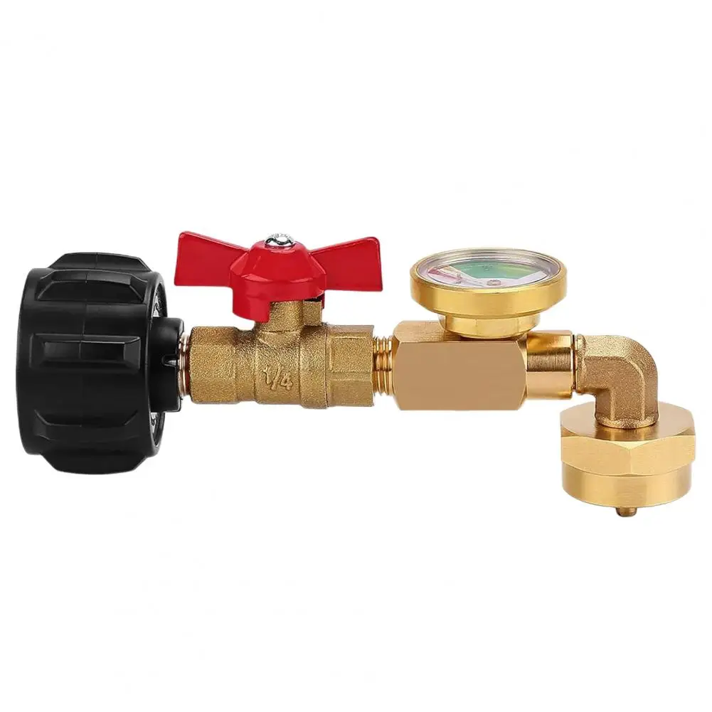 Gas Tank Connector Propane Tank Filling Accessory Explosion-proof Brass Gas Tank Refill Adapter with Valve Gauge for Outdoor 3