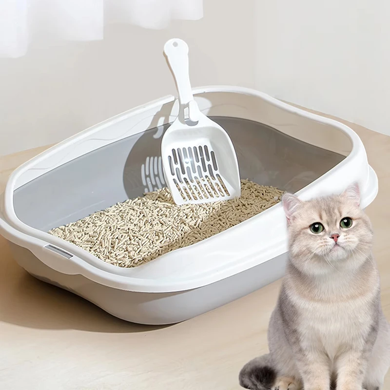 반밀폐형 고양이 화장실, 튐 방지 고양이 변기, 대형 새끼 고양이용 고양이 배변 처리함, 애완 고양이 용품