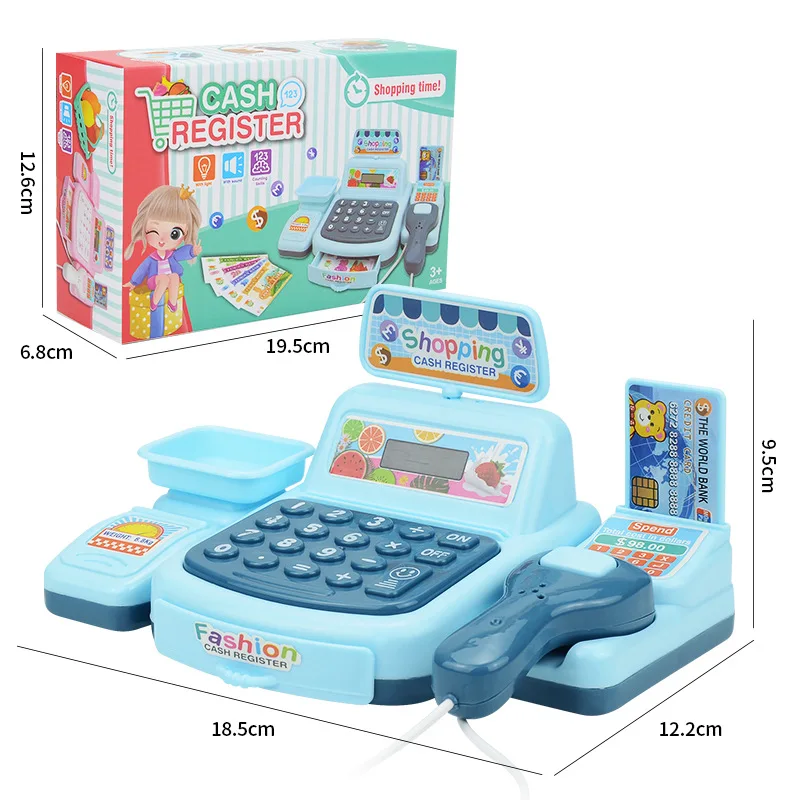 Children's Simulation Supermarket Cash Register Play House Toys Mini Convenience Store Cashier Electric Pretend Play Kid Toy 5