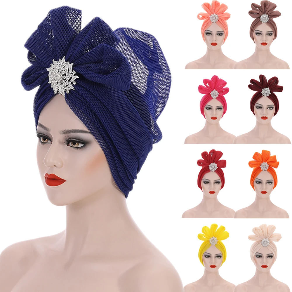 

Lastest African Auto Gele Headtie Nigerian Wedding Gele Muslim Turban Chemo Cap Arab India Hat Female Head Wraps Turbante Mujer