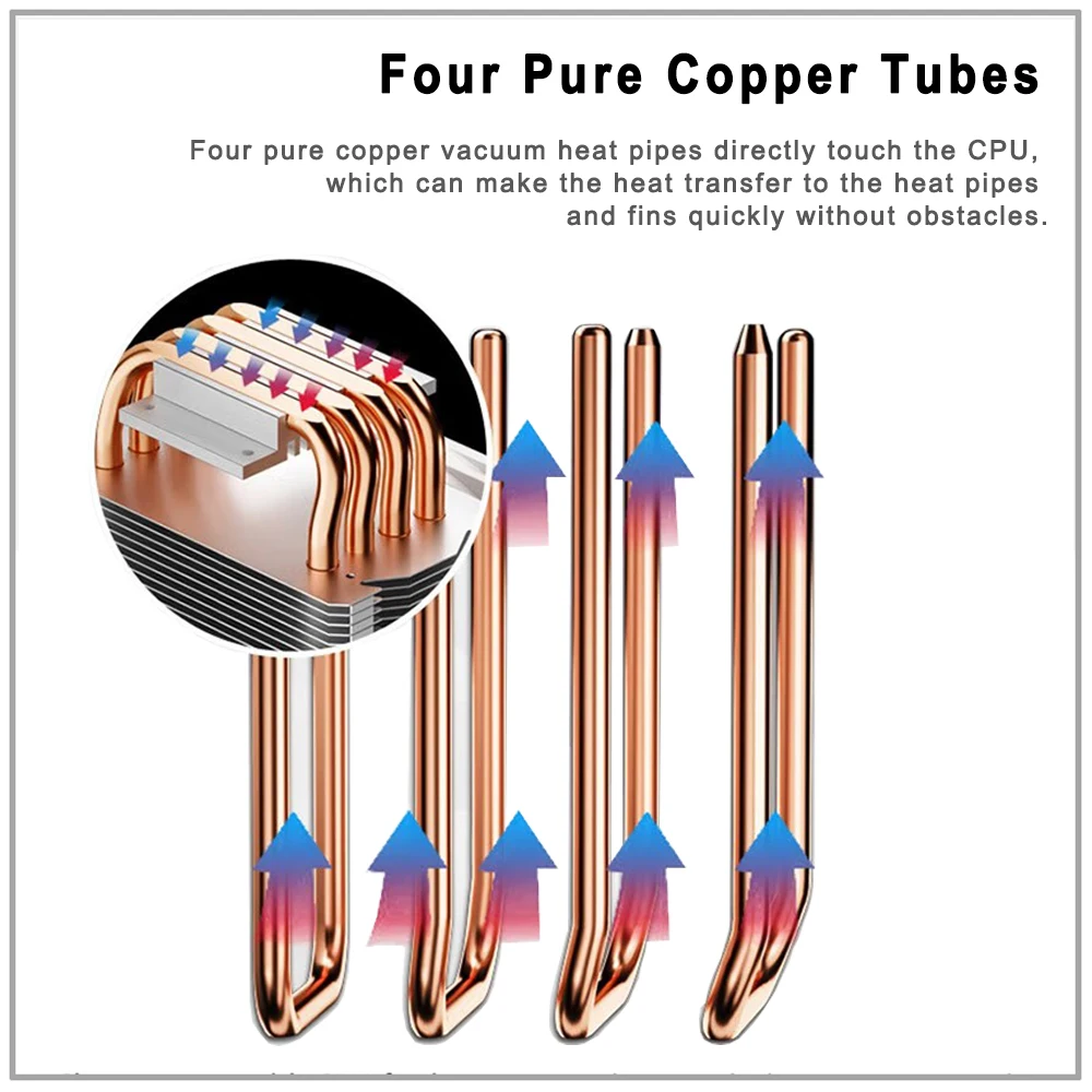 X99 Processor Cooler Lga 2011 V3 4pin Rgb Fan Cpu Tower Heatsink 4 Heatpipes Cooling Cpu for Intel LGA 1200 1150 AMD AM4 — view 3