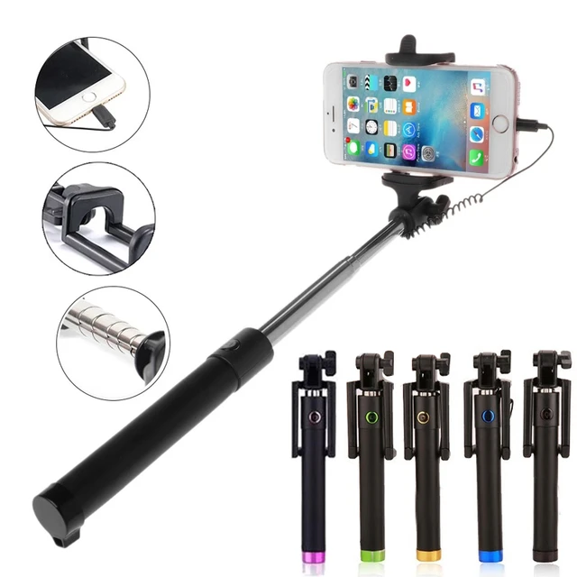 Selfie Stick For 14 13 12mini 11 Pro Max 8 Plus Xr Xs X Selfiestick Telescopic Stick Palo Selfie Photo Sticks Wired Handy - Selfie - AliExpress