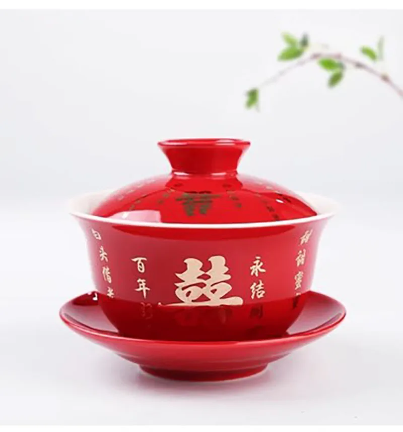 Dragon and Phoenix wedding tea cup, tea bowl, cover Bowl, Dragon and Phoenix