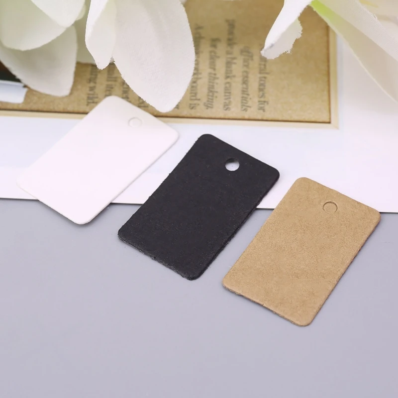 100개 크래프트 종이 선물 카드 끊기 태그 쥬얼리 라벨 태그 공예 장식 2x3.3cm