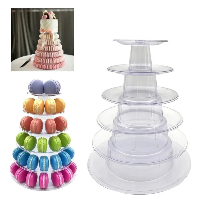 6-Tiers Cake Display Stand Cupcake Tower Rack Cake Stands PVC Tray For Wedding Birthday Cake Decorating Tools Bakeware