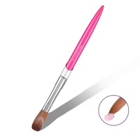 100% Kolinsky Acrylic Nail Brush Oval Crimped Rose Red Handle Professional Good Quality for Acrylic Powder Size 2-16 1