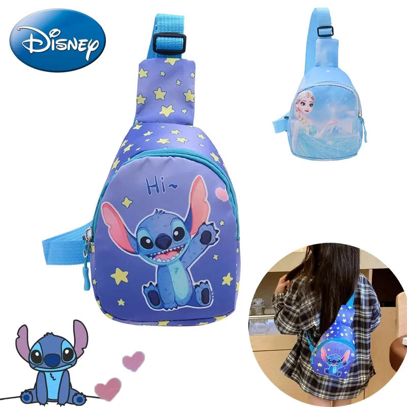 

Disney Stitch Cartoon Chest Pack for Children Anime Mermaid Minnie Mouse Frozen Crossbody Bags Mini Casual Shoulder Bags Gifts