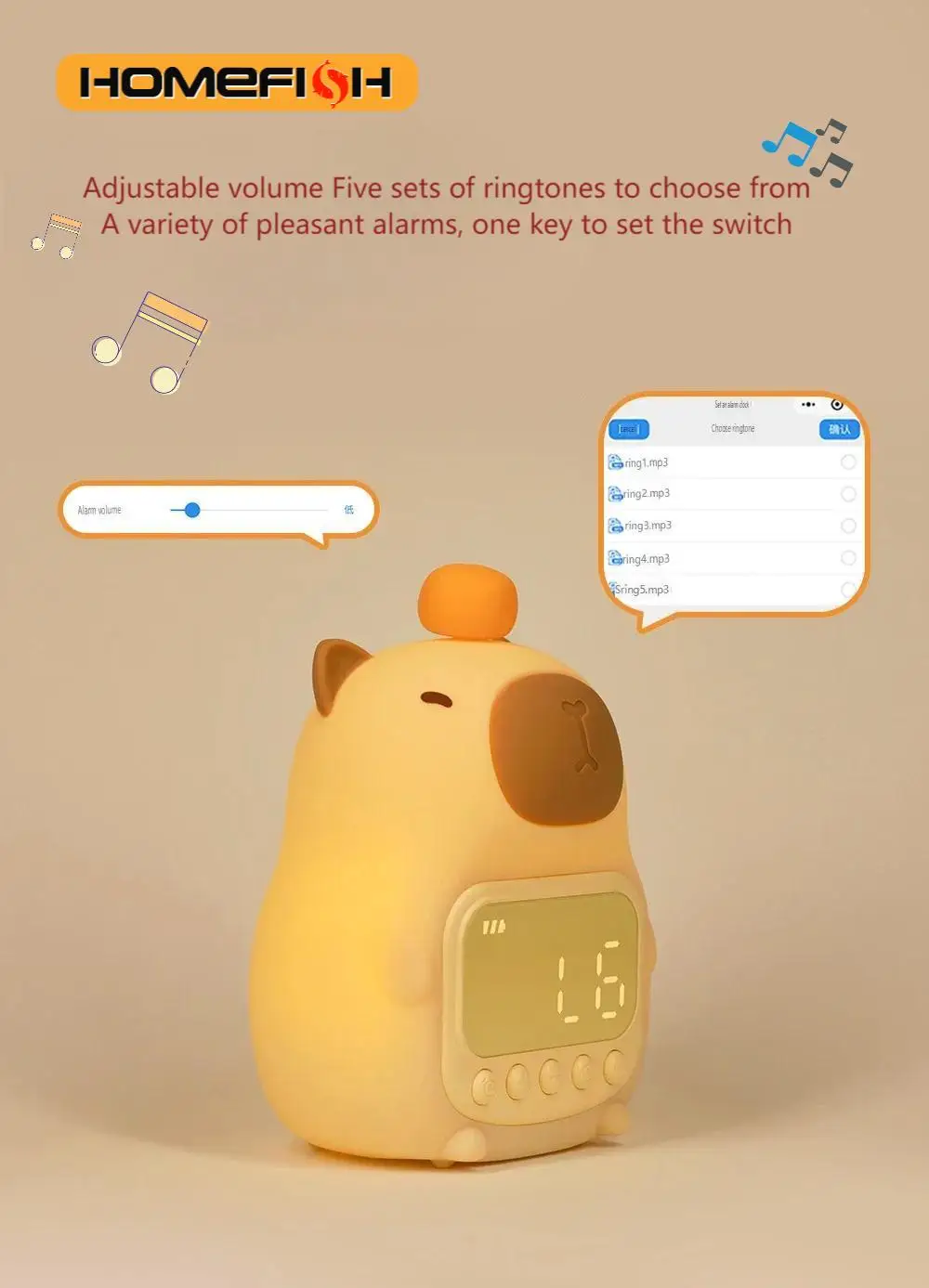 Capybara LED Night Light with Dimmable Features