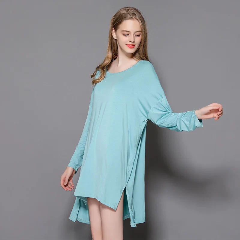 

2023 New Home Dress Loose Plus Size Long-sleeved Nightgown Spring and Summer New Can Wear A Long Skirt.