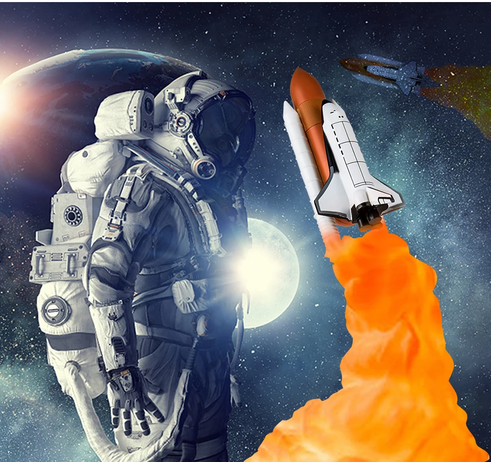 800 mAh 3D Print LED Space Shuttle Lamp Rocket Apollo 5 shuttlecraft USB Rechargeable LED Night Light Bedside Study Desk Decor