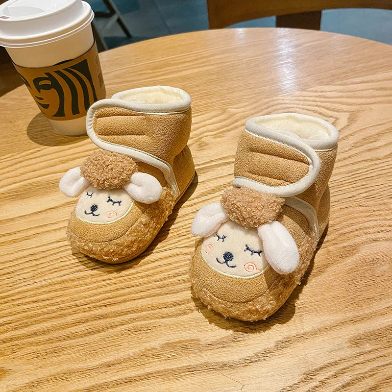 

Autumn Winter Warm Newborn Cotton Boots 1 Year Baby Girls Boys Shoes Toddler Soft Sole Cartoon Sheep Thickened Snow Boots 0-18M