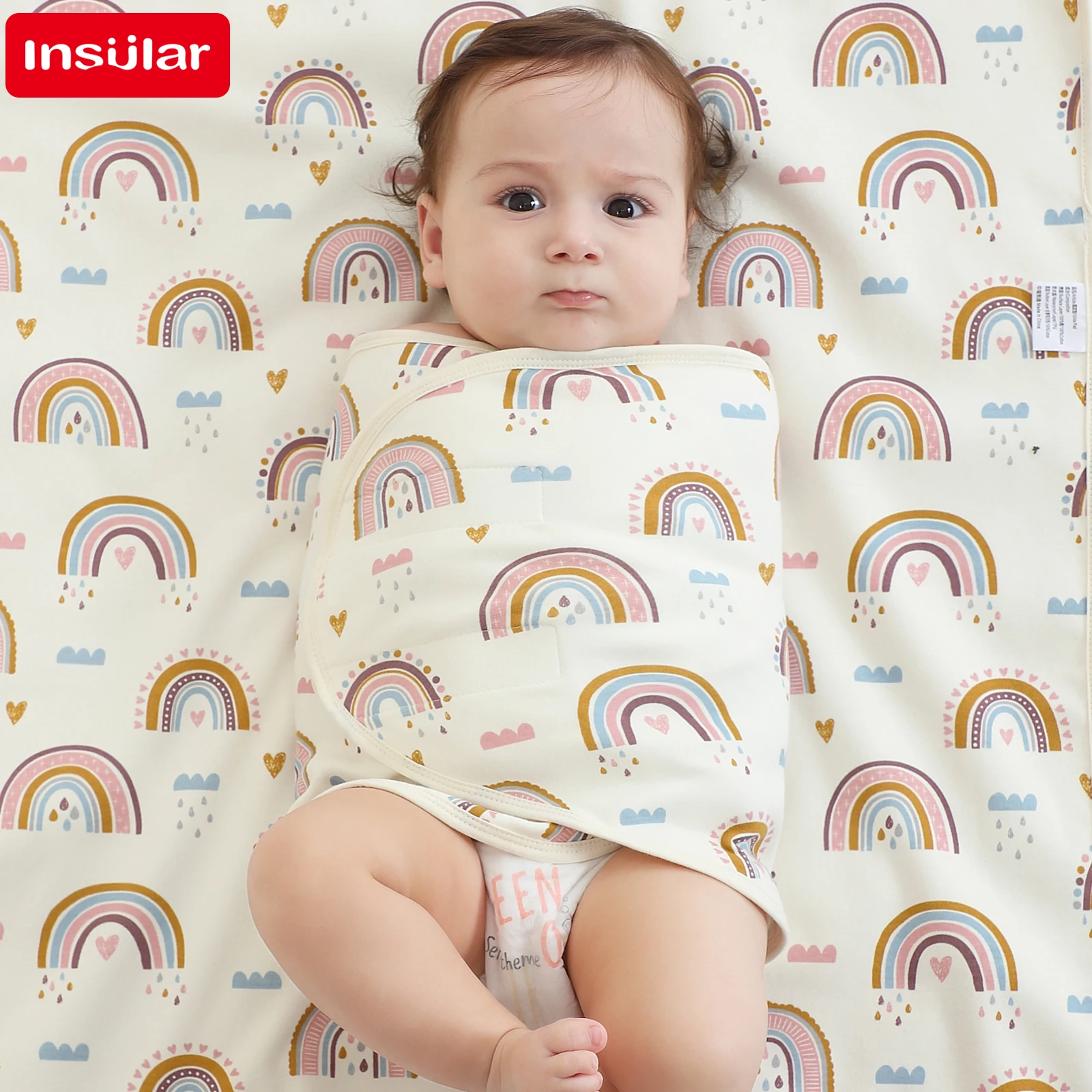 Baby Wrap Blanket Newborn Swaddle Tie Anti Startle Jump Summer Thin Cotton Soft Diaper Changing Bilayer