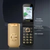 Low Price Slim Clamshell Cover Push Button Elderly Mobile Phone Flip SOS Two Sim Metal Case Magic Voice Changer Torch Black List 1
