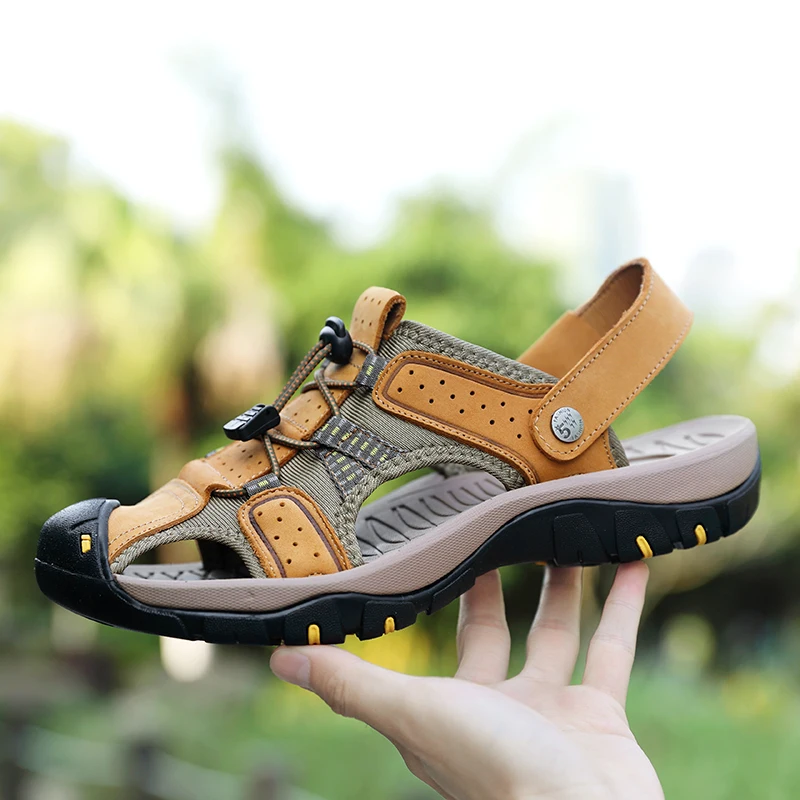 3847SummerLuxusGenuineLeatherMenSandalsAntiskidHeadLayer