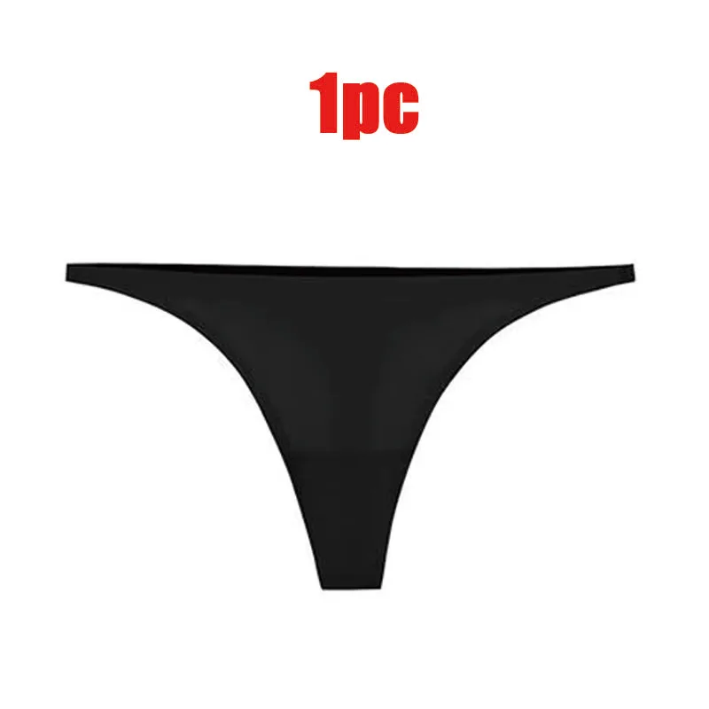 1-6pcs Seamless Panties Ice Silk Seamless Panties For Women Soft Thin Thongs Woman Satin Underwear Female Bikini String Panties