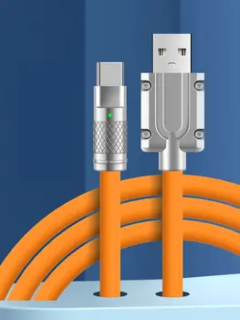 120 Вт 6а супер быстрая зарядка тип-c жидкий силиконовый кабель Быстрая зарядка USB кабель для Xiaomi Huawei Samsung Pixel USB Bold Data Line