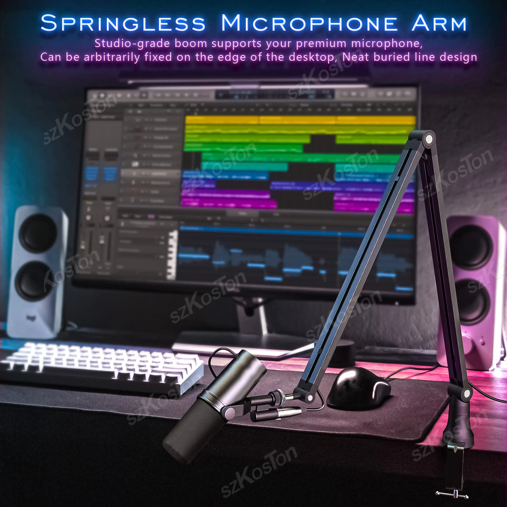 Microfone Stand Boom Braço com Desk Mount Montagem Ajustável Dobrável em Tesoura Microfone para Hyperx Quadcast a8 A6v K658 K688 K669 - Image 3
