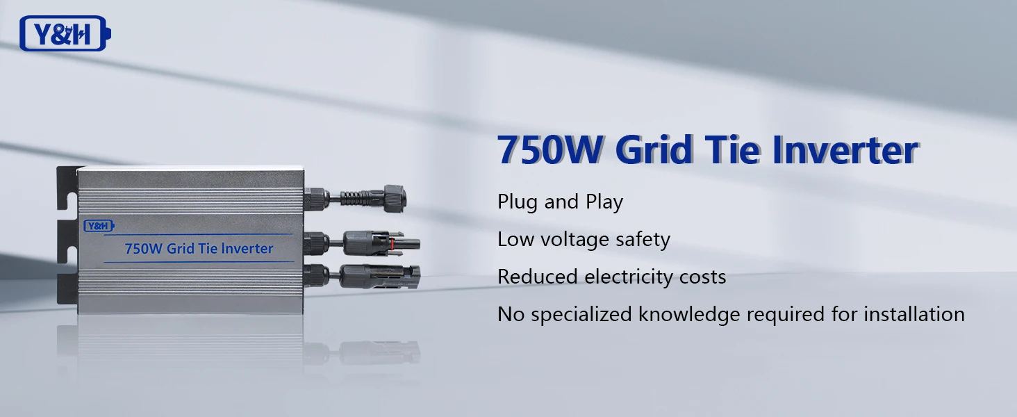 Y&H Grid Tie Inverter 750 W MPPT-Mikro-Inverter PV-Eingang 24–60 VDC Ausgang 220 VAC für Zuhause Solar On Grid System Solarpanel – Detail 1
