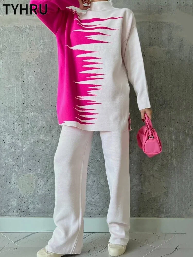 جديد الشتوي بدلات نسائيه موضه بلوزه فضفاض بهاينك وطباعه ملابس شتويه نسائيه ترند