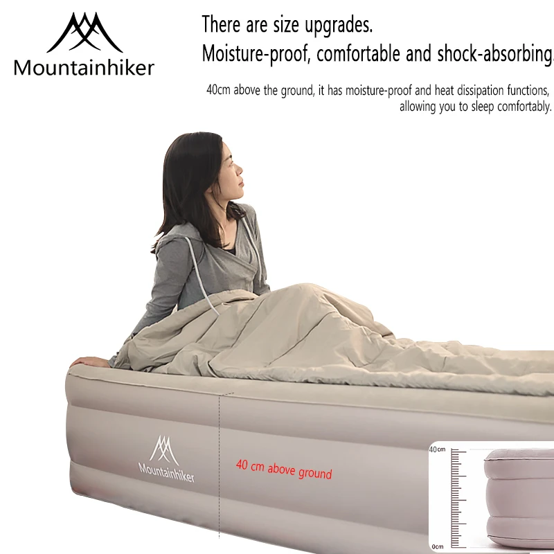 Inflatable mattress 2 person indoor camping pad PVC inflatable sleeping pad built-in pump thick luxury