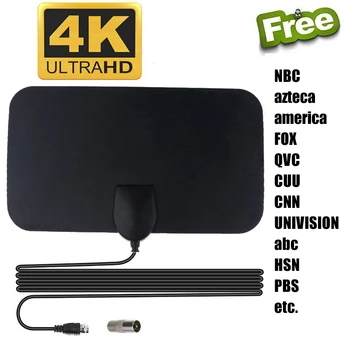 TVS 안테나 TV 디지털 HDTV 4K IPTV 독일 와이파이 안테나 TV 인테리어 스마트 TV, 20Dbi DVB-T2 50 마일 자유 채널 신호 수신기