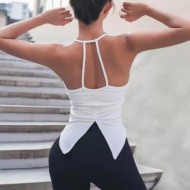 

Summer Beach Comfortable Thin Strap Sports T-shirt Women Fitness Tank Top Yoga Bra Vest For Lady Running Gym Casual Sportswear