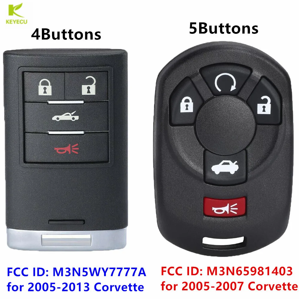 KEYECU Replacement Keyless Remote Key Fob 315MHz for Corvette 2005-2013 4B M3N-5WY7777A OR M3N65981403 5B for 2005-2007 Corvette 315mhz 6 buttons remote keyless entry smart remote key fob car key replacement kobgt05a fit for 2005 2009 chevrolet uplander