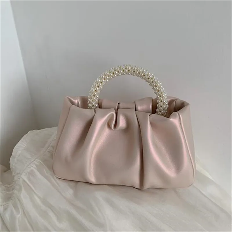 

Fashion Pearl Handle Women Dinner Clutch Purse Handbags Luxury Design Ladies Square Shoulder Bags Female Small Messenger Bag