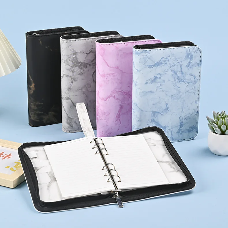 

2024 A6 Hand Zip Bag Marble Loose Leaf Binder Notebook Inner Core Cover Note Book Planner Office Stationery Supplies