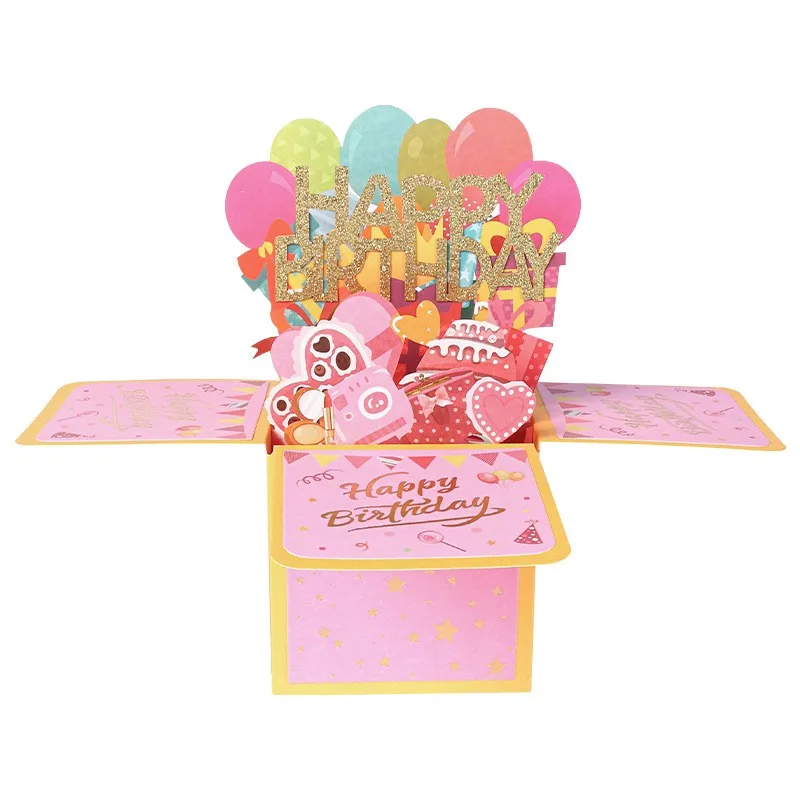 1PC 3D Pop Up Greeting Cards Birthday Postcard Box Bouquet Flower Greeting Cards Thank You Girlfriend Teacher Mother's Day Gift greeting cards