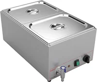 Commercial Grade Stainless Steel 2 Sections 19 Qt Bain Marie Buffet Food Warmer Steam Table with Temperature Control, Lid and Wa 1