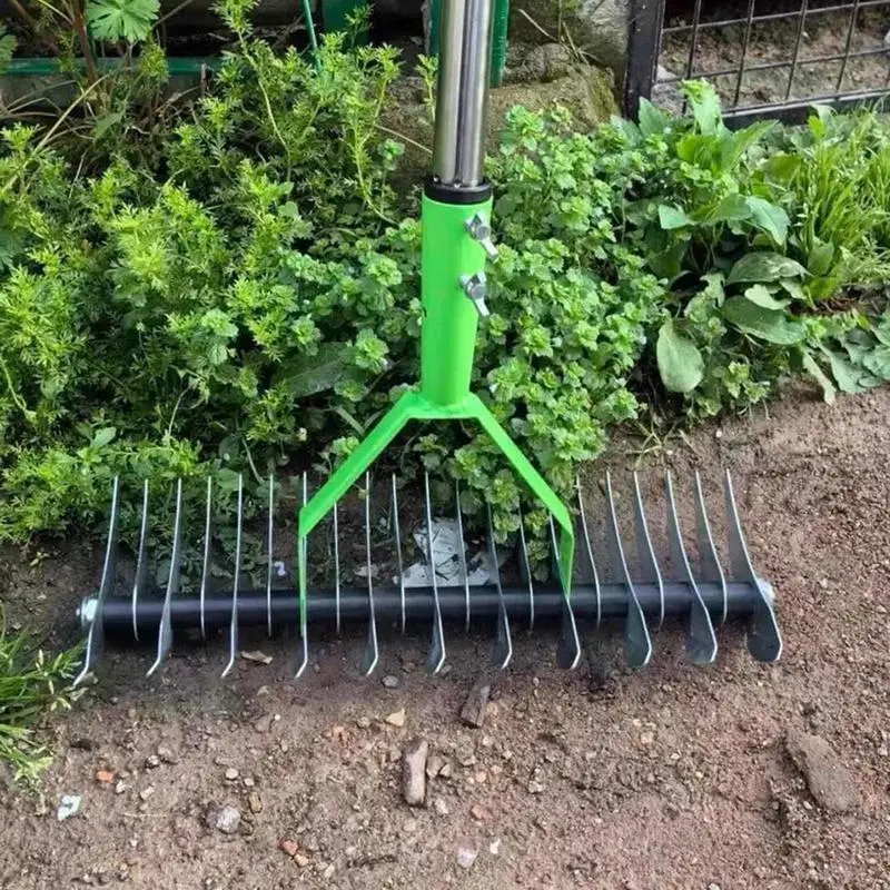 Lawn Loosening Rake Gardening Grass Clearing Rake Sturdy Gardening Loosening Rake 12.8 Inch Wide grass Eater Rake 67 Inches Long 2