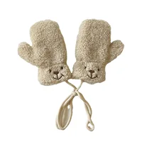 1-4Y Cartoon Bear Baby Mittens Winter Warm Kids Baby Girls Gloves Knitted Children Toddler Thick Child Fleece Cartoon Mittens 4