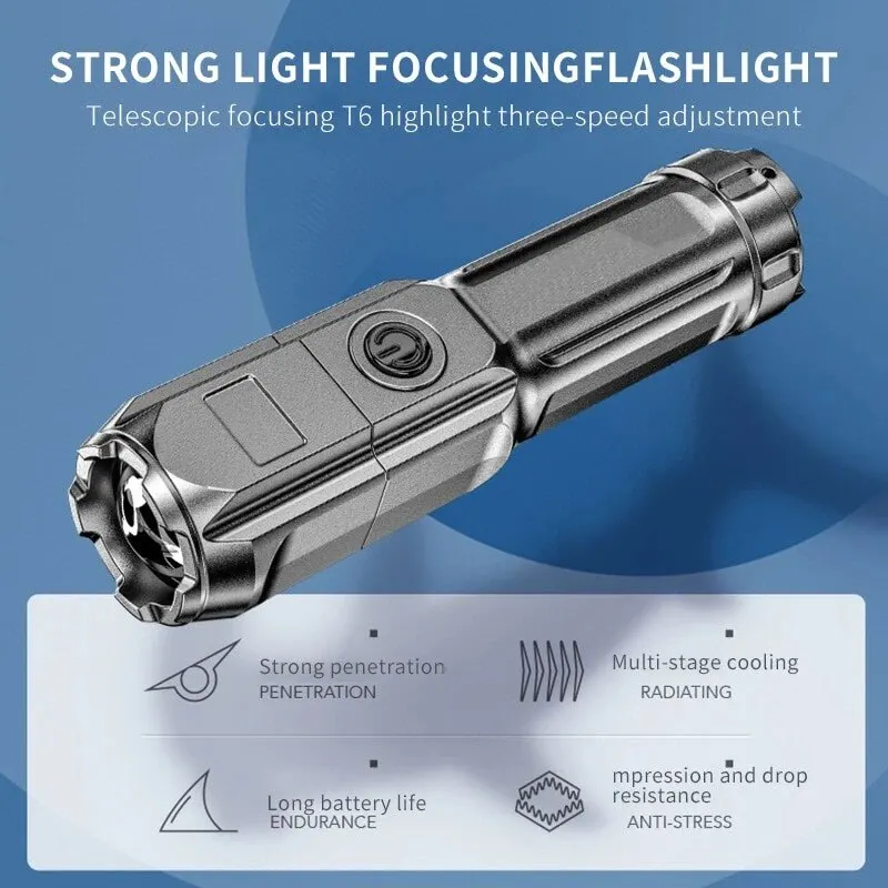 ABS Strong Light Focusing Flashlight Outdoor Portable Household Commonly Used Flashlight Lighting camping light handheld flashlight bike flashlight pocket flashlight