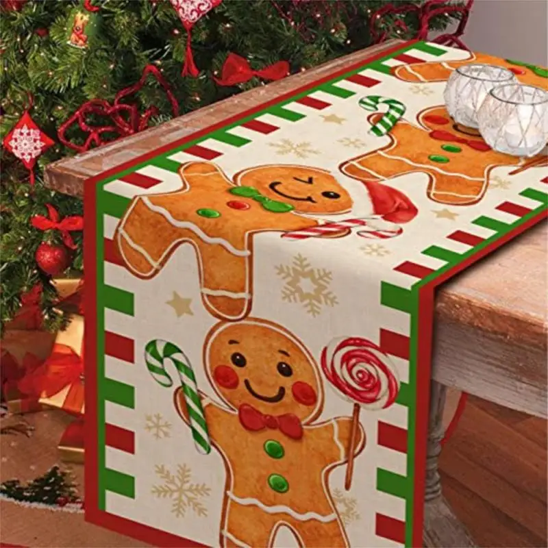 

Gingerbread Man Table Runner Cookie Pattern Rectangular TableCloth Multifuntcitonal Merry Christmas Printed Cloth fro home decor