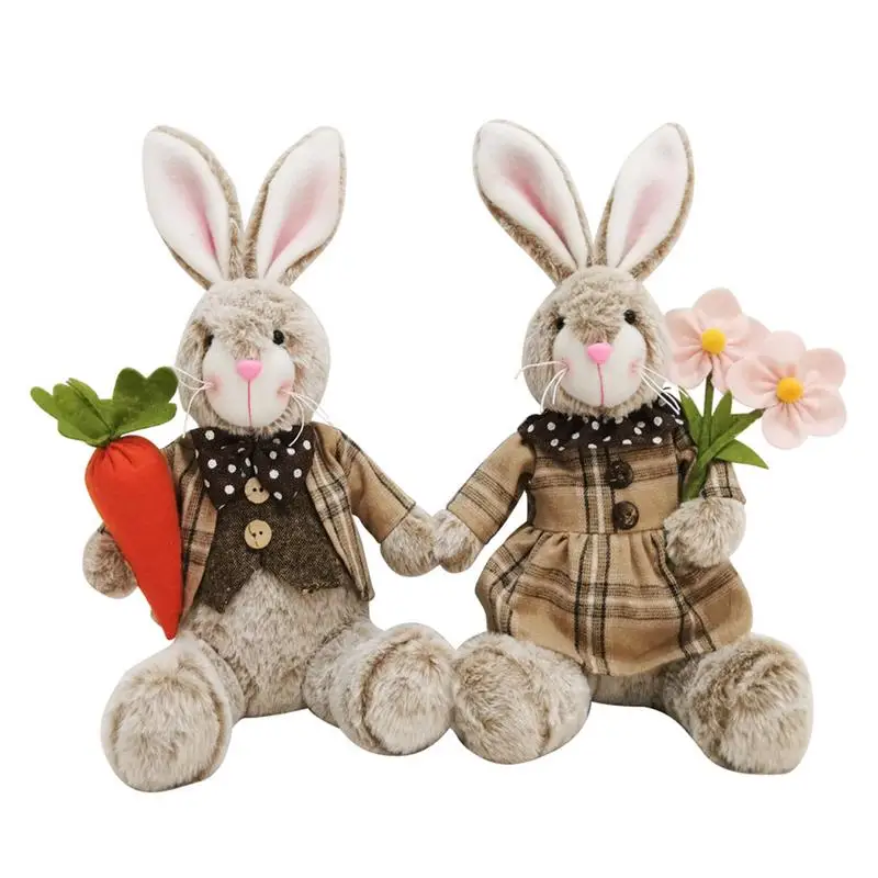 

Easter Rabbit Plush Toy Soft Cute Bunny Holding Carrot Stuffed Doll Toys For Kids Girls Gift Spring Easter Party Decoration 2024