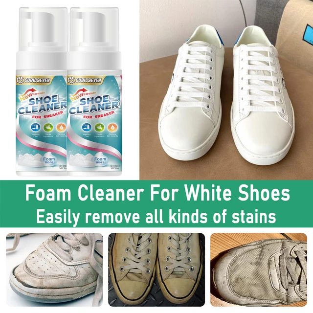 Cubicseven 150ml White Shoes Foam Cleaner Remove Yellow Stain Dirt  Whitening Cleaning Polish Foam Spray for Sneaker Tennis Shoes - AliExpress