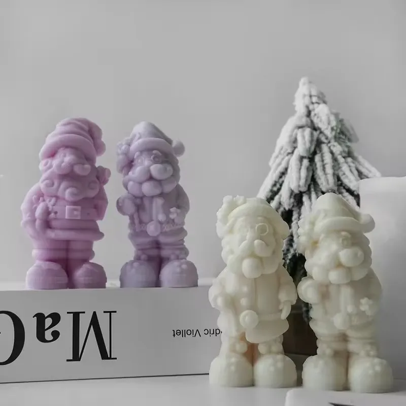 Wear glasses Santa silicone mold 3D Santa scented candle soap plaster crafts Resin clay mold Christmas gift making tool