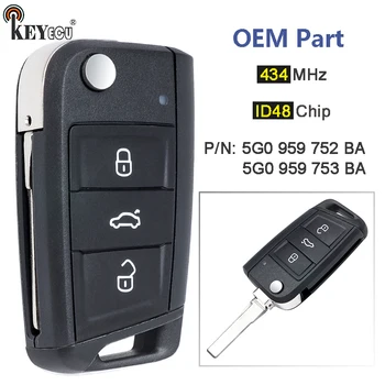Keyforkess 434MHz ID48 Chip 5G0 959 752 BA / 5G0 959 753 BA OEM parti telecomando portachiavi per Volkswagen MQB Golf per Skoda Octavia A7
