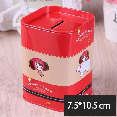 1Pc Cute Piggy Bank Metal Personalise Square Logbook Series Tin Plate Box Money Saving Pot Coin Box Jewelry Storage Tank