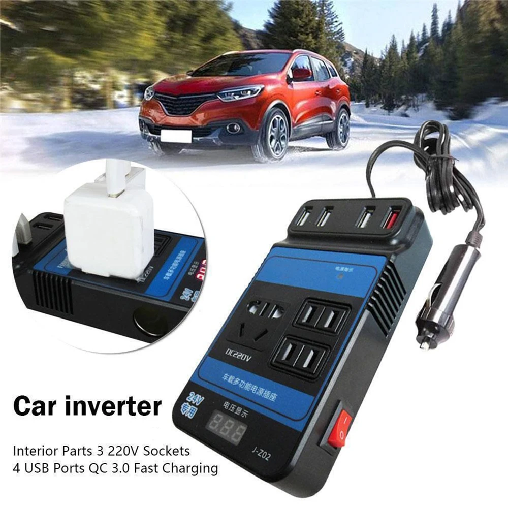 Car Power Inverter Converter Trip 4 USB DC AC Voltage Modified Convert Adapter Car Accessories DC 12V 24V To DC110V 220V 150W